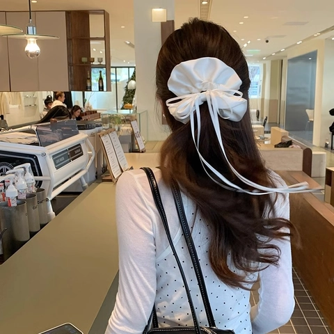 Elegante Satijnen Ballet Strik Streamer Scrunchie Lint Paardenstaart Houder Voor Dames Franse Stijl Haaraccessoires