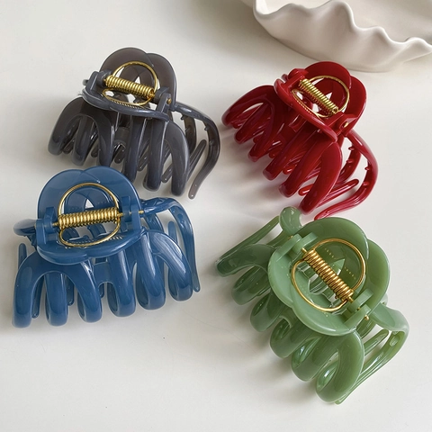 Large Acrylic Hair Claw Clips Korean Minimalist Solid Color Shark Clip For Women Thick Hair Non-Slip Hair Catch Accessories