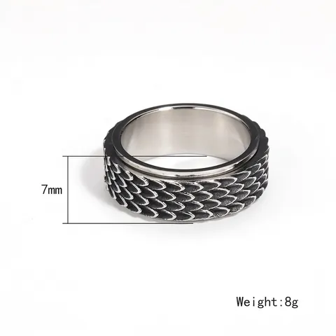 Vintage Titanstahl Drachenschuppen Spinner Ring Für Herren Personalisierter Gothic Drehbarer Bandring Retro Cool Schmuck Geschenk