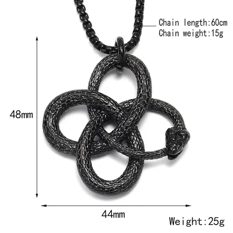 Vintage Ouroboros Snake Pendant Necklace Stainless Steel Gothic Punk Rock Jewelry For Men Women Twisted Animal Charm