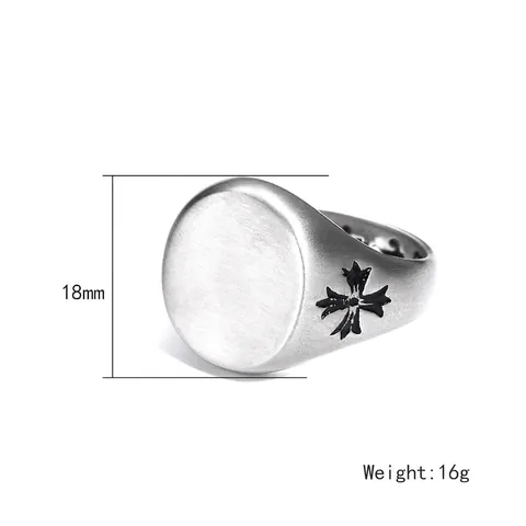 Vintage Titanium Staal Kruis Ring Voor Heren Punk Gothiek Zegelring Retro Kruisbloem Vingerring Sieraden Mode Accessoires