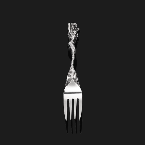 Mermaid Stainless Steel Fork Spoon Creative Embossed Handle Mirror Polished Luxury Tableware For Wedding Party Gift