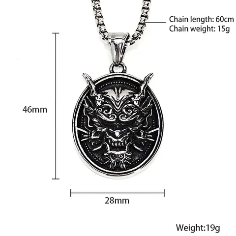 Collana con Ciondolo Testa di Fantasma Prajna Punk Vintage in Acciaio Inossidabile per Uomo Gioielli con Strass a Rilievo Gotico Retrò