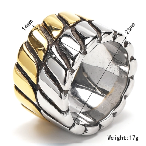 Titanstahl Breiter Bandring Für Herren Industrielles Reifenprofil Muster Punk Hip Hop Stil Retro Schmuck Fingerring Geschenk