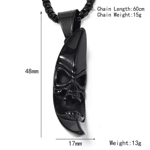 Stainless Steel Crescent Moon Skull Pendant Necklace For Men Punk Hip Hop Gothic Skeleton Charm Jewelry Without Chain