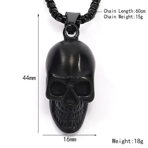 Punk Gothic Skull Pendant Necklace Titanium Steel Vintage Skeleton Biker Hip Hop Rock Jewelry For Men Boys Charm Accessory