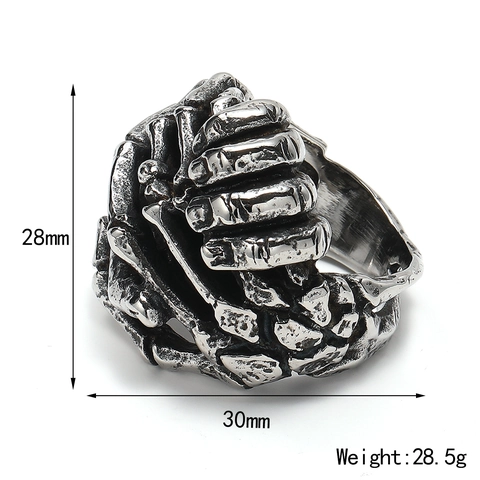 Anello a Mano di Scheletro Vintage Punk Gothic per Uomo in Acciaio al Titanio Antico Artiglio di Fantasma Anello Biker Hip Hop