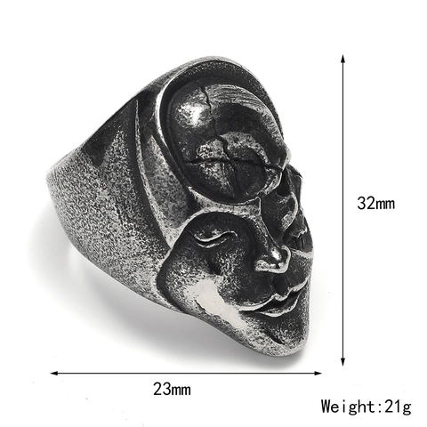 Vintage Maskergezicht Schedel Ring Mannen Titanium Staal Gothic Punk Hip Hop Biker Statement Ring Sieraden Cadeau