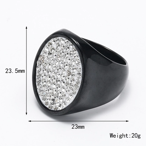 Lussuoso Anello In Acciaio Inossidabile Hip Hop Con Strass Oval Signet In Acciaio Al Titanio Per Uomo E Donna Moda
