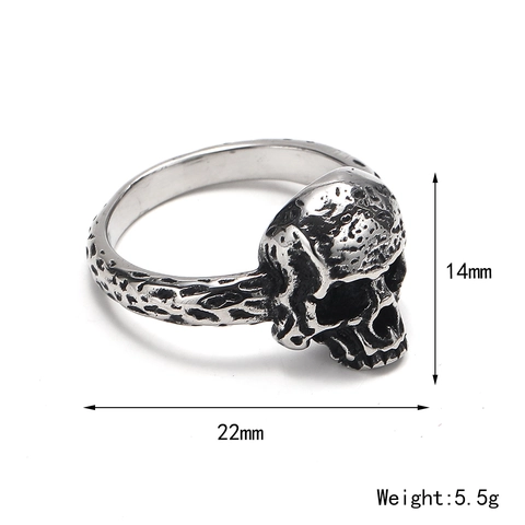 Vintage Punk Gothic Skull Ring Stainless Steel Biker Men Jewelry Retro Hip Hop Band Ring For Party Accessory