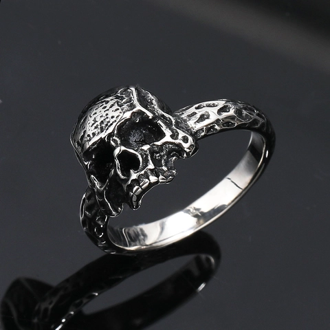 Vintage Punk Gothic Skull Ring Stainless Steel Biker Men Jewelry Retro Hip Hop Band Ring For Party Accessory