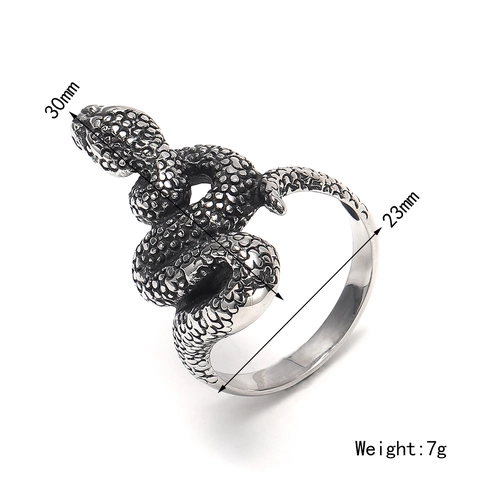 Vintage Punk Snake Shaped Titanium Steel Ring For Men Personalized Hip Hop Animal Scale Texture Biker Jewelry