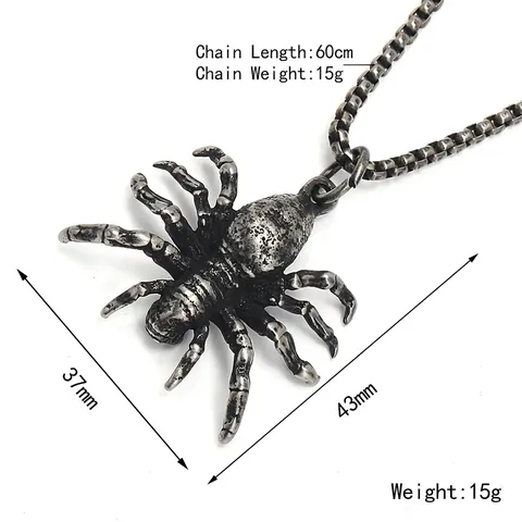 Collana Con Ciondolo a Forma di Ragno Gotico Vintage da Uomo in Acciaio Inossidabile Gioielli Punk Animali Ciondolo Ragno Retrò