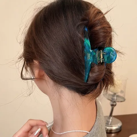 Pinza per Capelli Vintage in Acetato con Motivo Marmorizzato per Donna Fatta a Mano Grande Stile Coreano Accessorio per Capelli