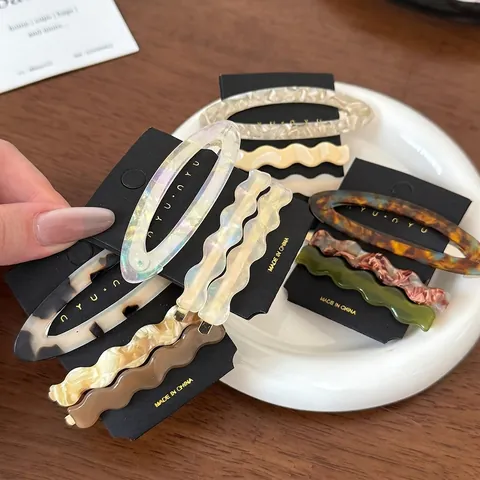 Acetate Hair Clip For Women Oval Wave Hair Barrettes Tortoise Shell Side Clip Korean Fashion Elegant Hair Accessories Jewelry