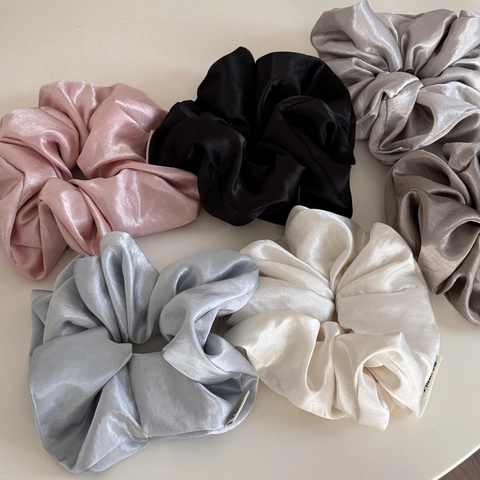 Glossy Satin Oversized Scrunchies Elegant Solid Color Elastic Hair Ties High Shine Large Hair Rings For Women Daily Styling