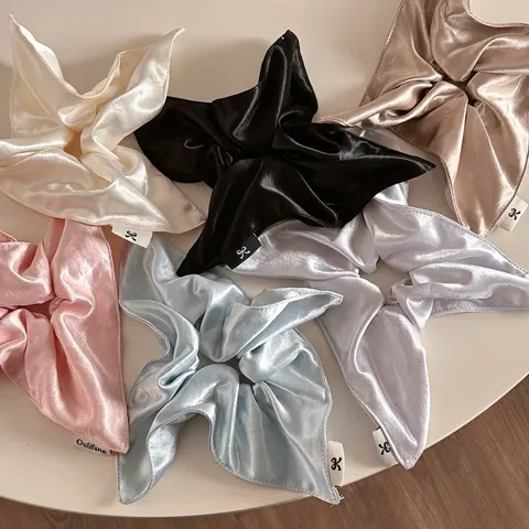 Elegante Coletero con Lazo de Satén Goma de Pelo de Satén de Alto Brillo Color Sólido Soporte Elástico para Coleta Mujer Accesorios