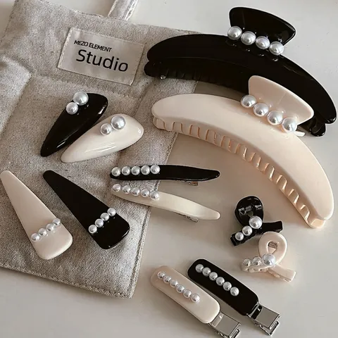 Elegant Resin Hair Claw Clips Artificial Pearl Large Shark Clip Non Slip French Style Hair Accessories For Women Daily