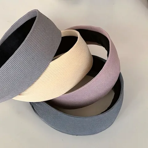 French Morandi Color Wide Headband For Women Ribbed Fabric Non-Slip Simple Solid Color Face Washing Hair Accessories