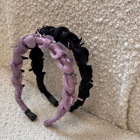Elegant Rhinestone Bow Gauze Pleated Headband Anti-Slip Teeth Hair Band Women Stylish High Crown Hair Hoop Hair Accessories