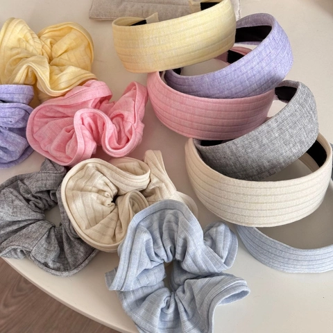 Coleteros Y Diademas De Punto Acanalado A Rayas Para Mujer Colores Morandi Simples Gomas Para El Cabello Accesorios Para El Cabello De Estilo Coreano