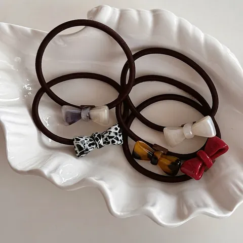 Koreaanse Acetaat Strik Haarelastiekjes Hoge Elastische Rubberen Band Schildpad Marmerpatroon Elegante Haarbanden Voor Vrouwen