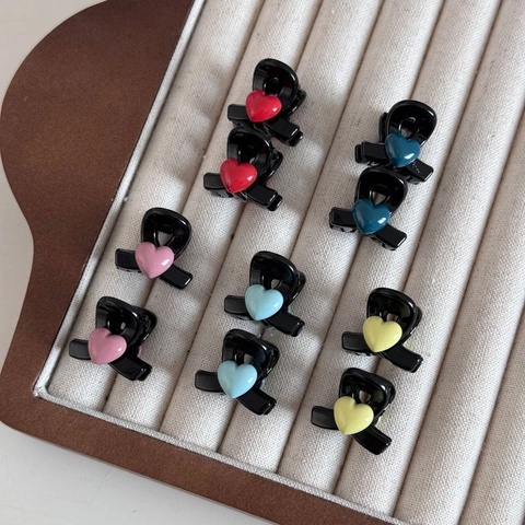 Mini Pinzas Para El Cabello Con Forma De Corazón Plástico Colorido Color Caramelo Dulce Clips Laterales Para Flequillo Accesorios Para El Cabello Tocado Estilo Coreano Para Mujeres Niñas