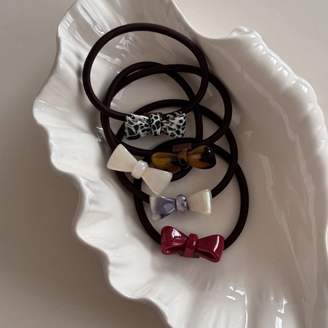 Koreaanse Acetaat Strik Haarelastiekjes Hoge Elastische Rubberen Band Schildpad Marmerpatroon Elegante Haarbanden Voor Vrouwen