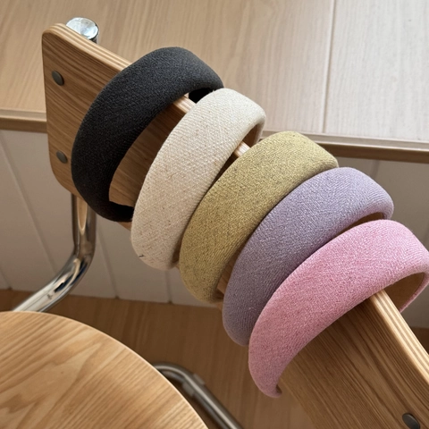 Women Wide Thick Sponge Padded Headband Solid Color Woven Textured Hair Band High Cranium Top Vintage Hair Accessories
