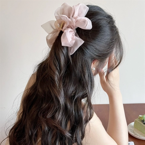 Eleganter Übergroßer Netz Schleife Haarklammer Süß Handgefertigt Organza Haargreifer Für Damen Mädchen Koreanischen Stil Kopfschmuck