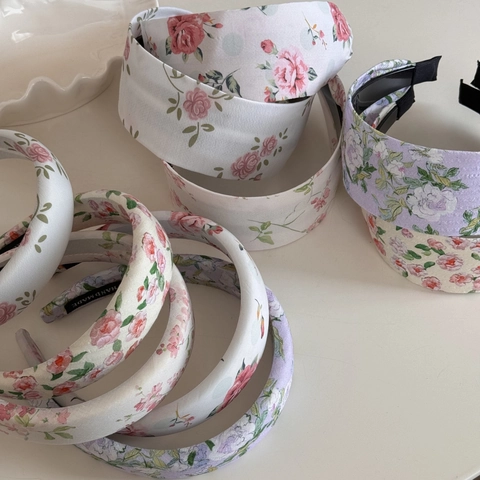 Neuer Chinesischer Stil Frische Blumen Stoff Haarreif Für Damen Gepolstert Schwamm Rosenmuster Handgefertigt Elegant Haarschmuck Kopfschmuck