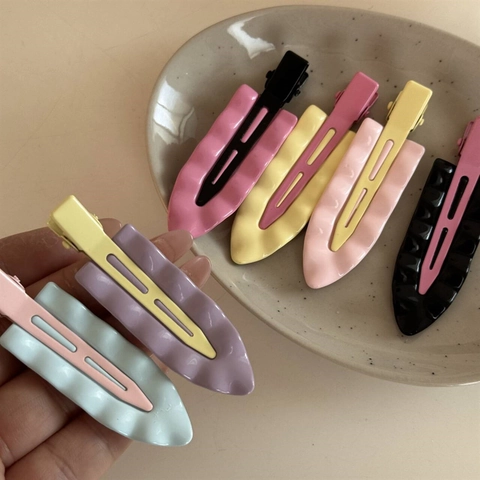 Pinza para el Pelo con Ondas Color Macarrón Estilo Coreano Clip de Pico de Pato Sin Marcas Pasadores de Resina Dulce para Mujer