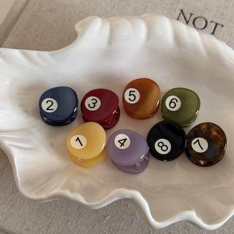 Mini Pinces à Cheveux Style Boule de Billard en Acétate Petites Épingles à Cheveux Rondes Accessoires Cheveux Femme