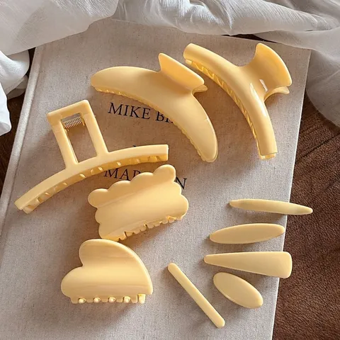 Pinza per Capelli Giallo Formaggio Tinta Unita per Donna Senior Sense Versatile Temperamento Fermaglio in Resina Accessori Capelli