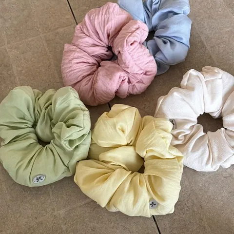 Coletero De Tela Suave De Estilo Coreano Soporte De Cola De Caballo Arrugado Color Macaron Atadura De Cabello Con Decoración De Lazo