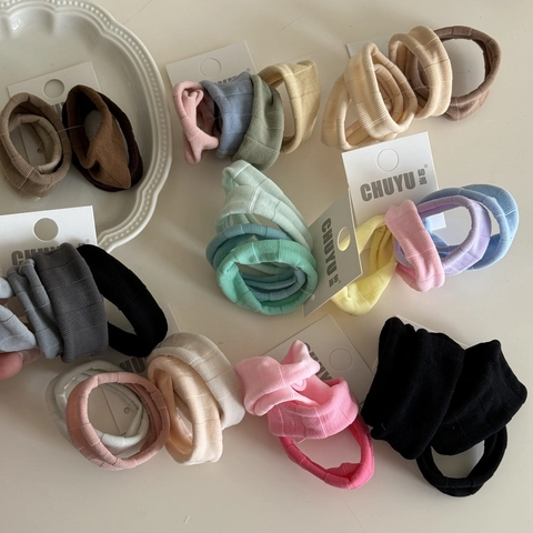 Women High Elasticity Ribbed Hair Ties Soft Cotton Fabric Scrunchies Durable Non Damaging Towel Rings Colorful Ponytail Holder Elegant Hair Accessories For Girls Daily Use