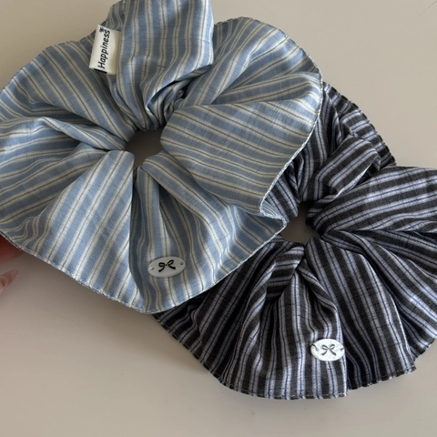 Coleteros de Tela a Rayas Con Etiqueta Happiness Lazo Elásticos para el Pelo para Mujeres Niñas Estilo Coreano Accesorios para el Cabello