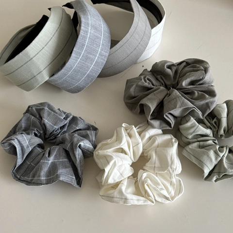 Minimalist Striped Scrunchie Headband Set Korean Style Elegant Fabric Hair Accessories For Women Daily Commuting Jewelry