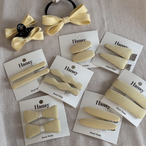 Süße Cremegelb Stoff Umwickelte Haarklammern Schleife Einfache Pony Seitenclips Prinzessin Kopfschmuck Zubehör Für Damen Mädchen