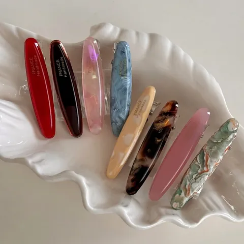 Handgemachte Acetat Marmor Haarklammer Französisch Vintage Legierung Entenschnabel Barrette Für Damen Elegant Schildpatt Haarspange