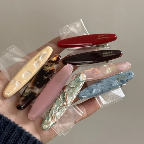 Handgemachte Acetat Marmor Haarklammer Französisch Vintage Legierung Entenschnabel Barrette Für Damen Elegant Schildpatt Haarspange