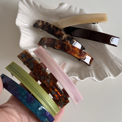 Fermaglio per Capelli Francese in Acetato per Donna Elegante Marmorizzato Tartarugato Barretta Retro Fatto a Mano Accessori per Capelli