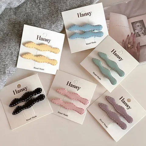 Pinza De Pelo Minimalista Coreana Forma Ondulada Con Detalle De Costura Dulce Color Macaron Clip Pico De Pato Mujer Accesorios