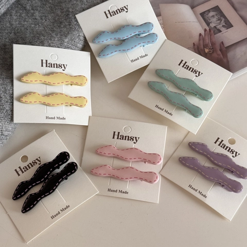 Pinza De Pelo Minimalista Coreana Forma Ondulada Con Detalle De Costura Dulce Color Macaron Clip Pico De Pato Mujer Accesorios