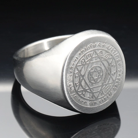 Vintage Titanstahl Salomonssiegel Ring Für Herren Hexagramm Davidsstern Tierkreis Siegelring Religiöser Gotik Schmuck