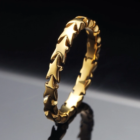 Minimalist Star Chain Ring Stainless Steel Stackable Interlocking Star Shape Band Ring For Women Fashion Jewelry Accessory