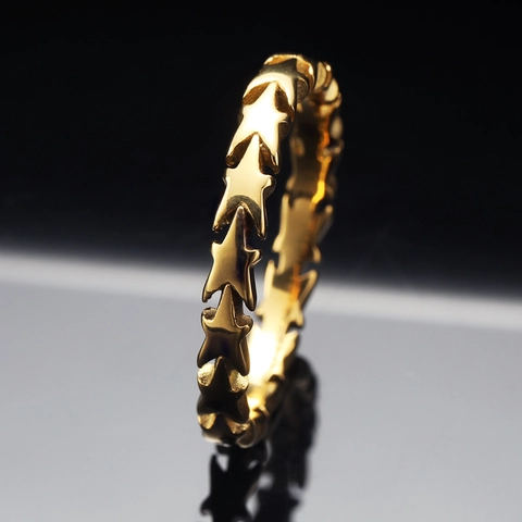 Minimalist Star Chain Ring Stainless Steel Stackable Interlocking Star Shape Band Ring For Women Fashion Jewelry Accessory