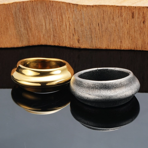 Anillo de Banda Ancha Geométrico de Acero Inoxidable Minimalista para Hombre Mujer Estilo Punk Industrial Pulido Plata Antigua Oro Joyería