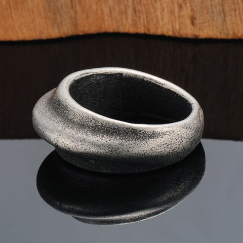 Anillo de Banda Ancha Geométrico de Acero Inoxidable Minimalista para Hombre Mujer Estilo Punk Industrial Pulido Plata Antigua Oro Joyería