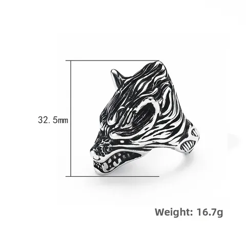 Viking Wolf Head Stainless Steel Ring For Men Vintage Hip Hop Animal Embossed Biker Punk Jewelry Finger Ring